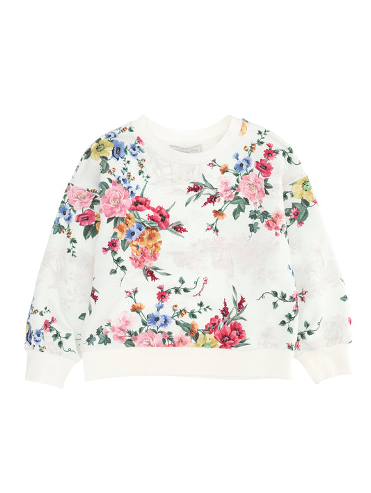 Monnalisa Floral Crewneck Chic Top