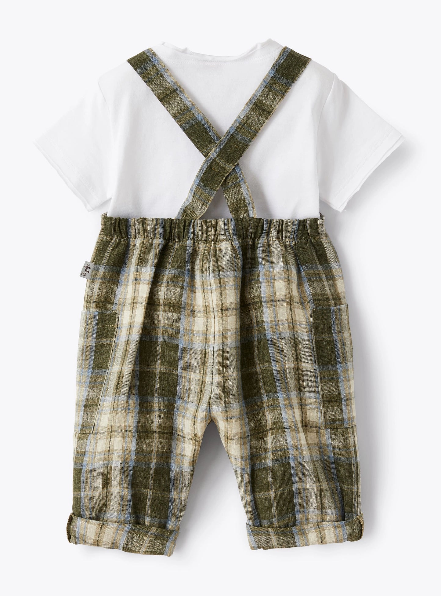 Il Gufo Baby Boy Side Pocket Overall & T-shirt Outfit