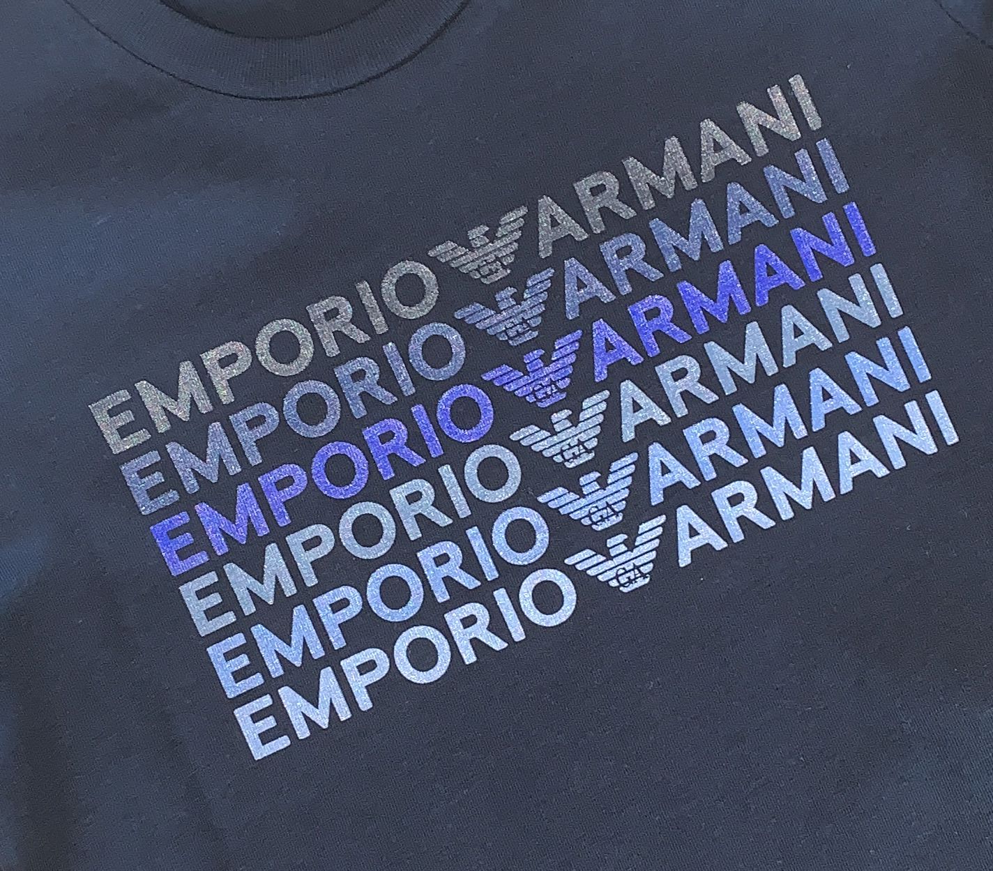 Armani Junior Long Sleeve Multi Logo T-Shirt