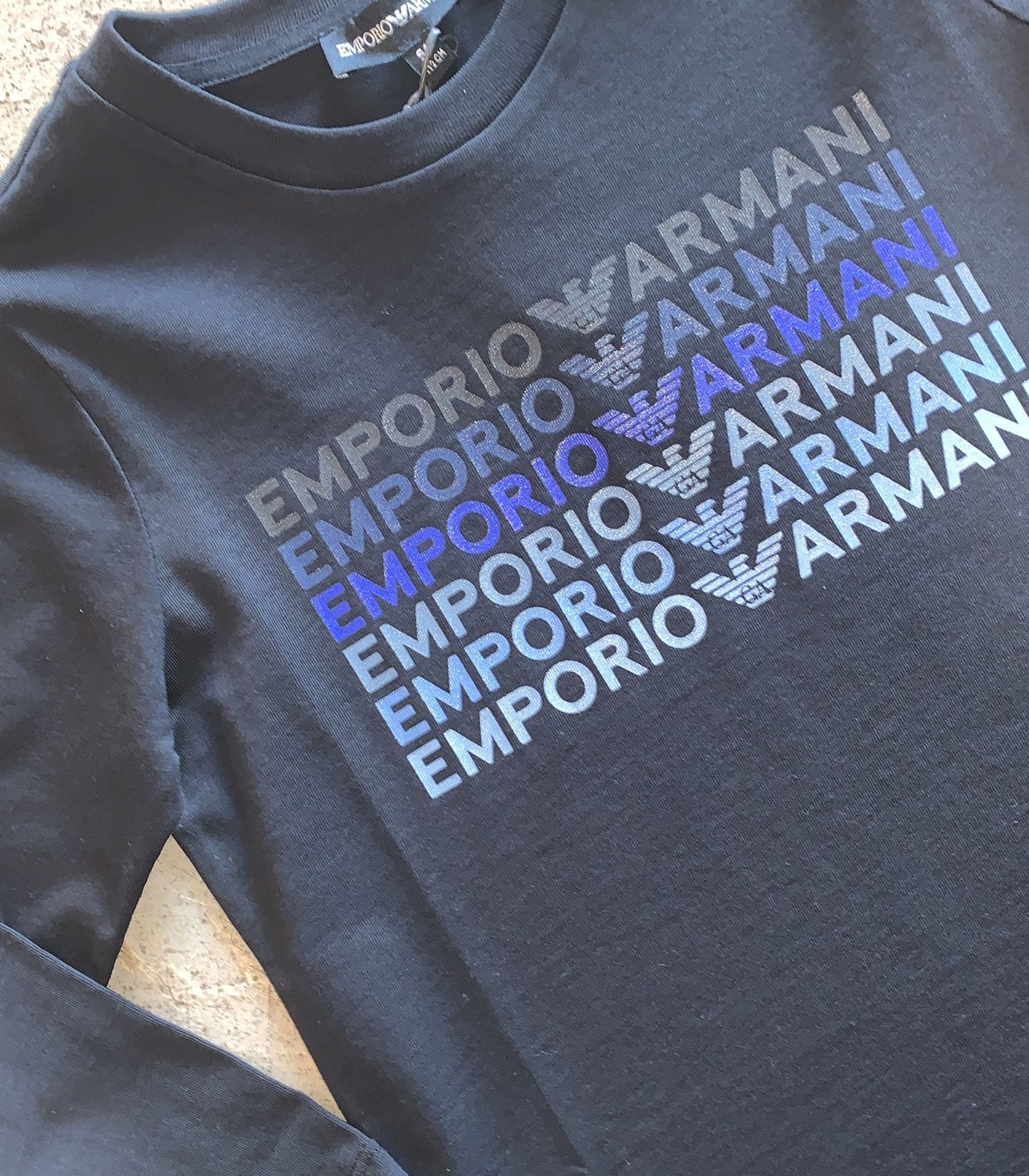 Armani Junior Long Sleeve Multi Logo T-Shirt