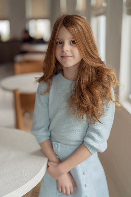 Coco Blanc Crew Neck 3/4 Pointelle Sweater