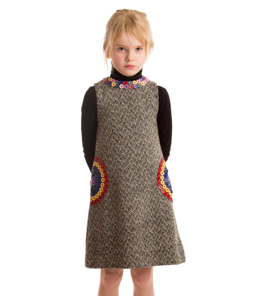 Paisley Rainbow Button Dress