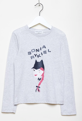 Sonia Rykiel Shay LS Tee Shirt w/ Cartoon Graphic