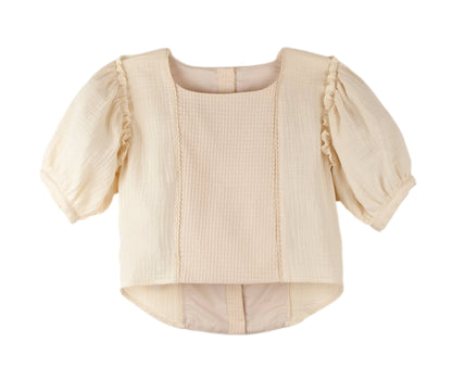 Popelin Girls Puff Sleeve Outfit Set