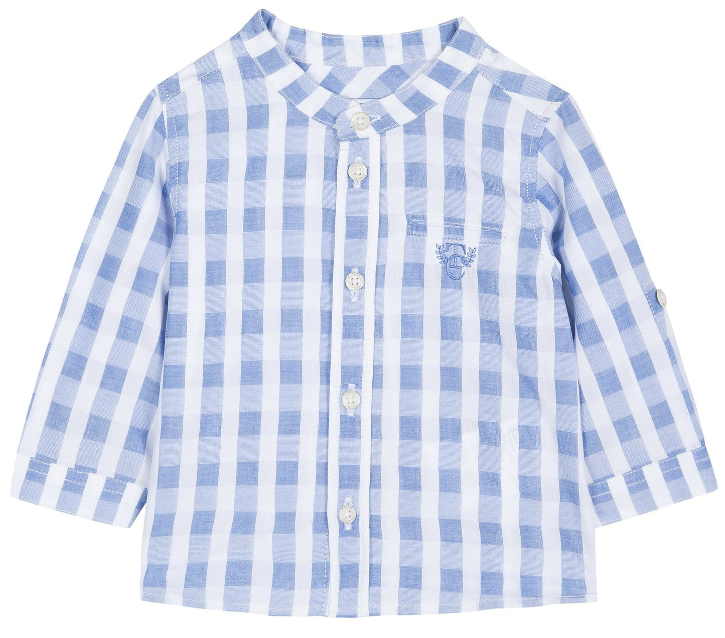 Tartine Chemise11 Collarless Check Shirt