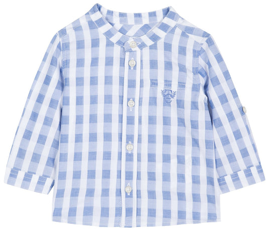 Tartine Chemise11 Collarless Check Shirt
