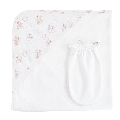 Baby Club Chic Sleep Tight Bear Hooded Towel & Mitt Set