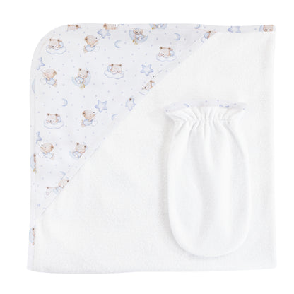 Baby Club Chic Sleep Tight Bear Hooded Towel & Mitt Set