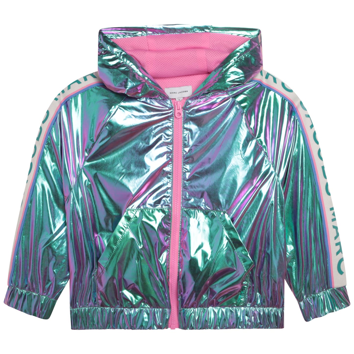 Little Marc Jacobs Metallic Zip Hoodie w/ Sleeve Logo Tape