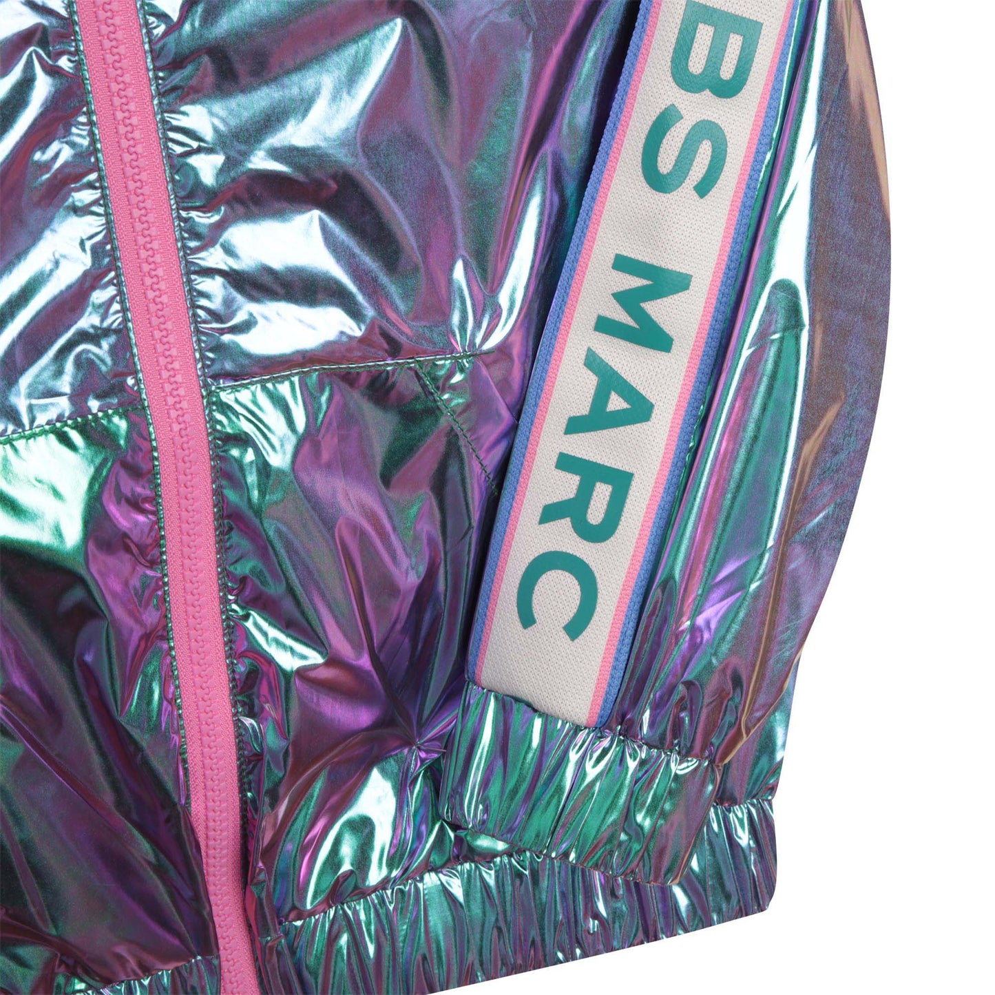 Little Marc Jacobs Metallic Zip Hoodie w/ Sleeve Logo Tape
