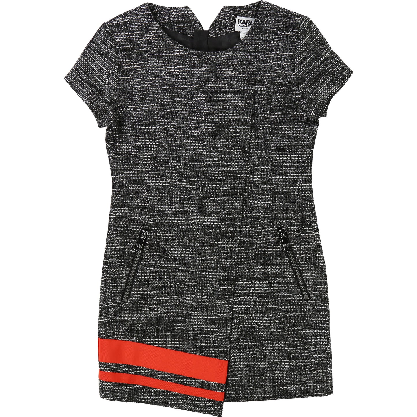 Lagerfeld Kids Z12095 Lurex Tweed Dress with Red Hem