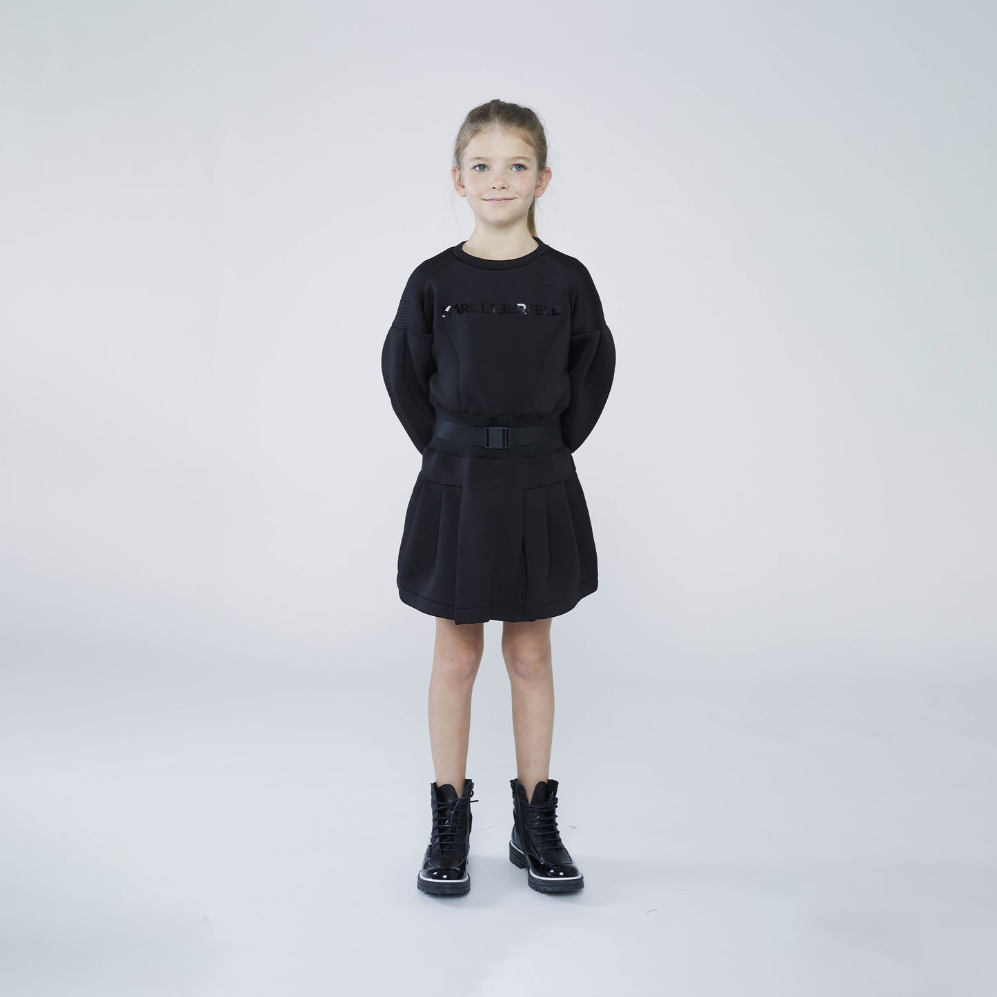 Karl Lagerfeld Neoprene Dress w Buckle Clip Belt