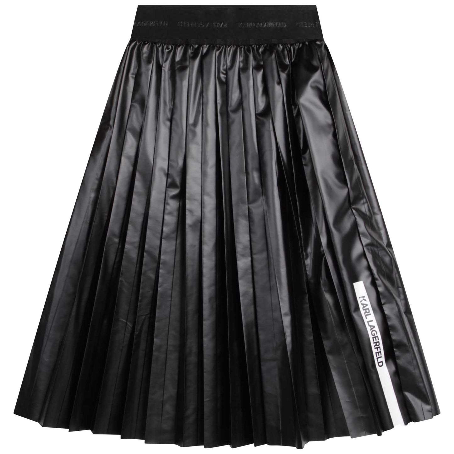 Karl Lagerfeld Midi Pleated Skirt w/Side Logo Tape