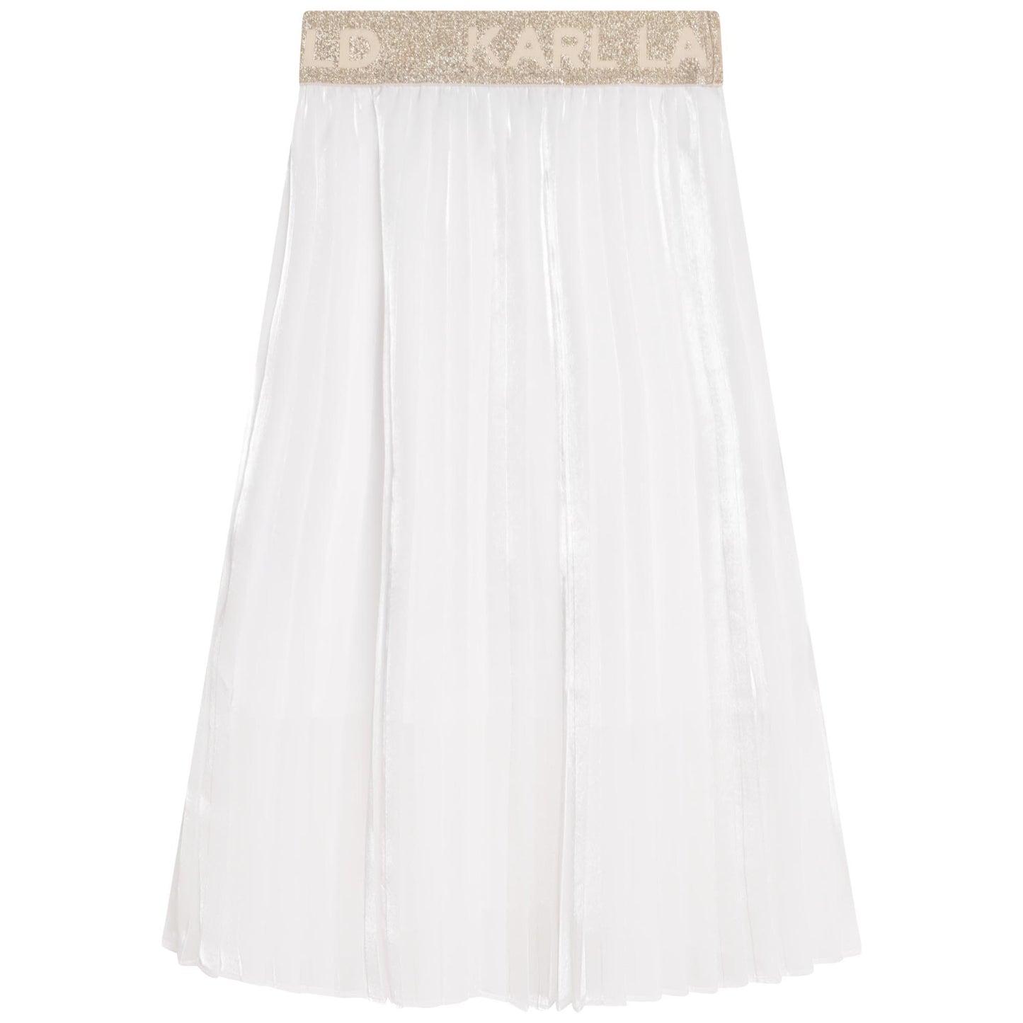 Karl Lagerfeld Midi Pleated Skirt w/ Logo Elastic Waist