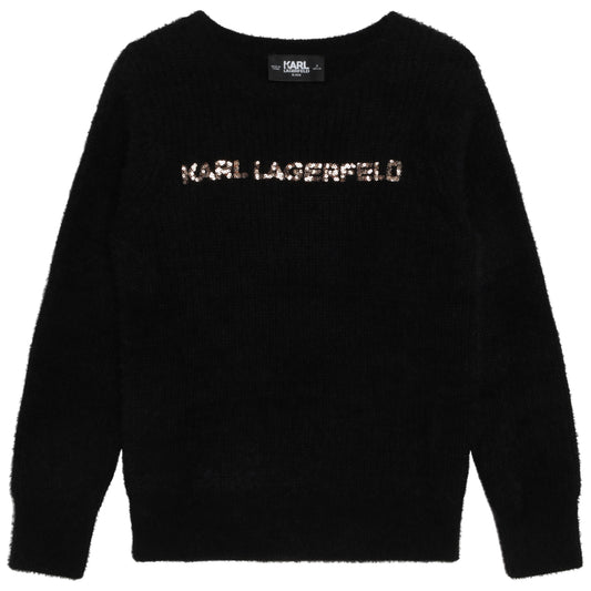 Karl Lagerfeld Sequin Logo Knit Sweater