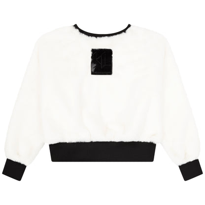 Karl Lagerfeld Fluffy Polar Sweatshirt w/ Front Logo Print