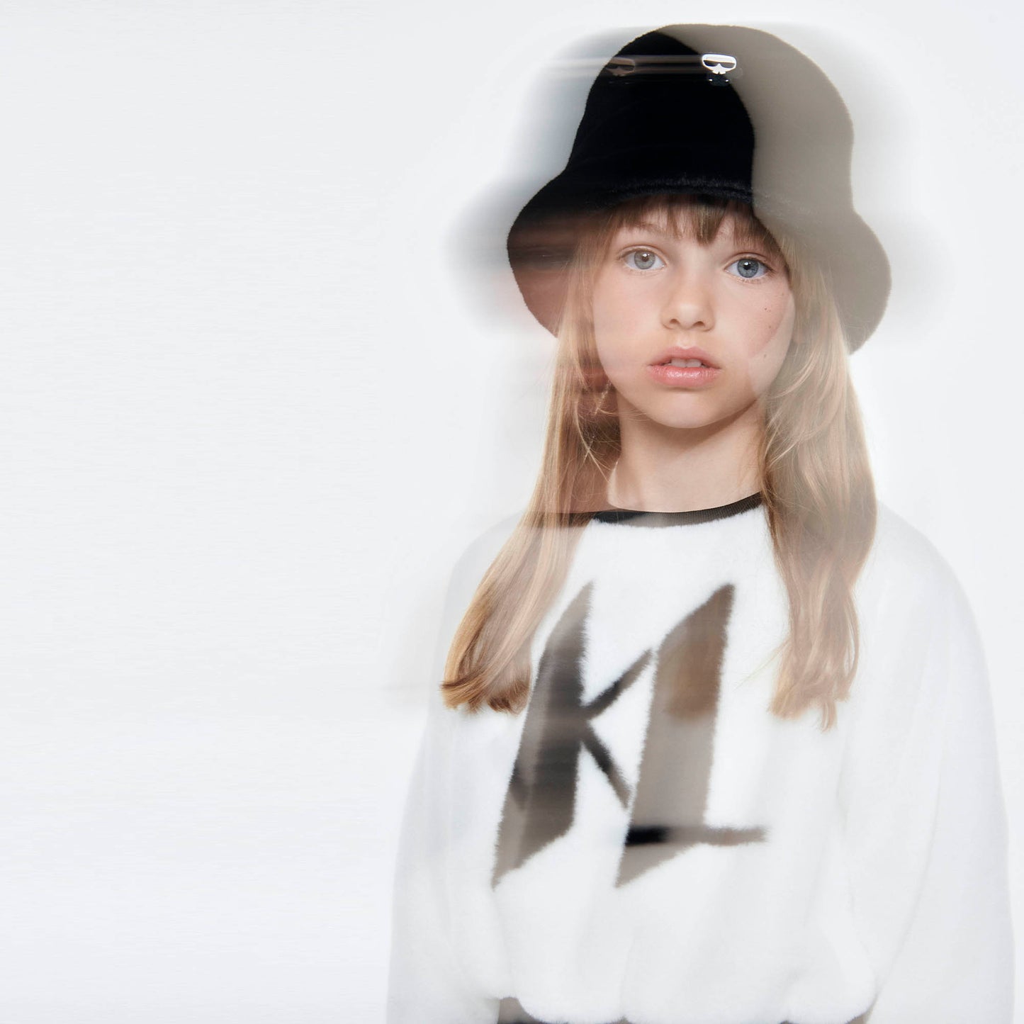 Karl Lagerfeld Fluffy Polar Sweatshirt w/ Front Logo Print