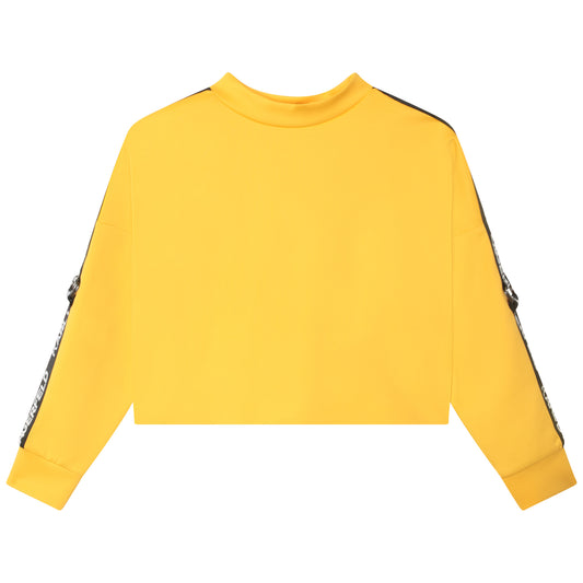 Karl Lagerfeld Girls Cropped Sweatshirt w/ Logo Tape on Sleeves