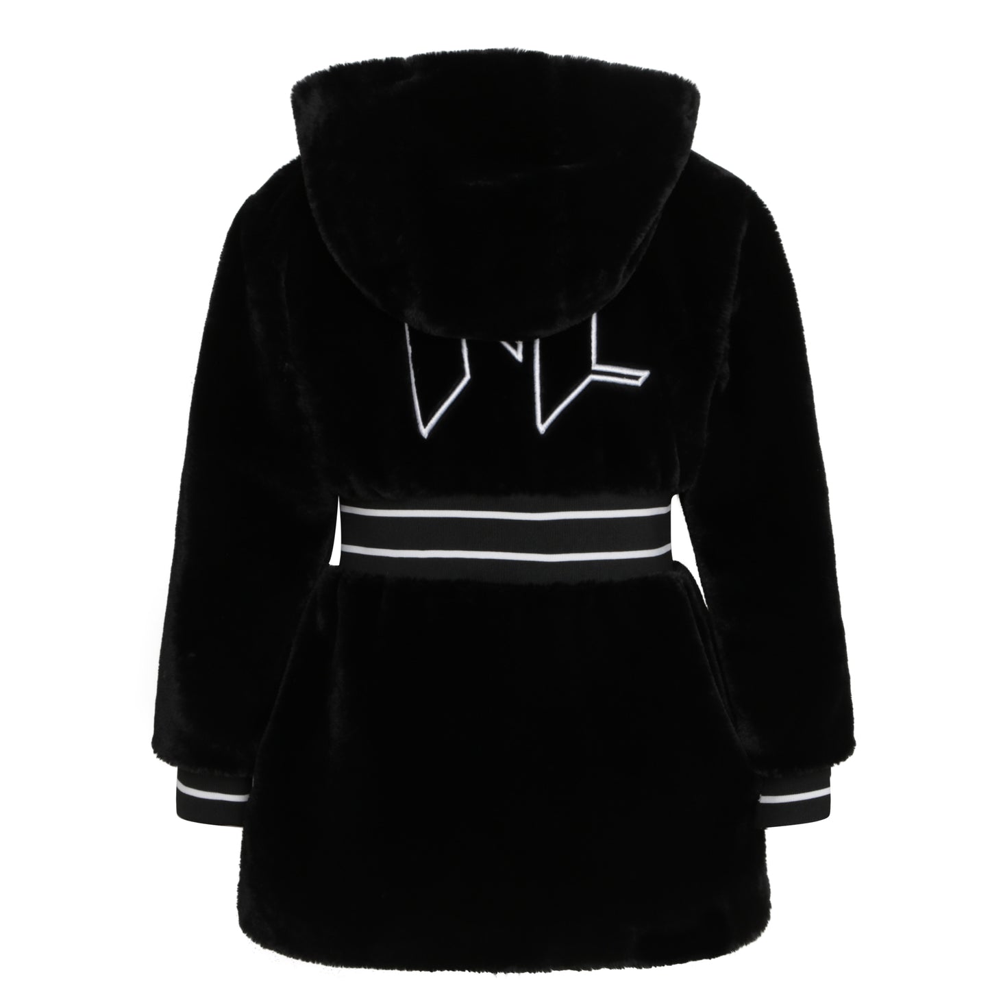 Karl Lagerfeld Long Fluffy Polar Jacket w/ Back Logo Embroidery