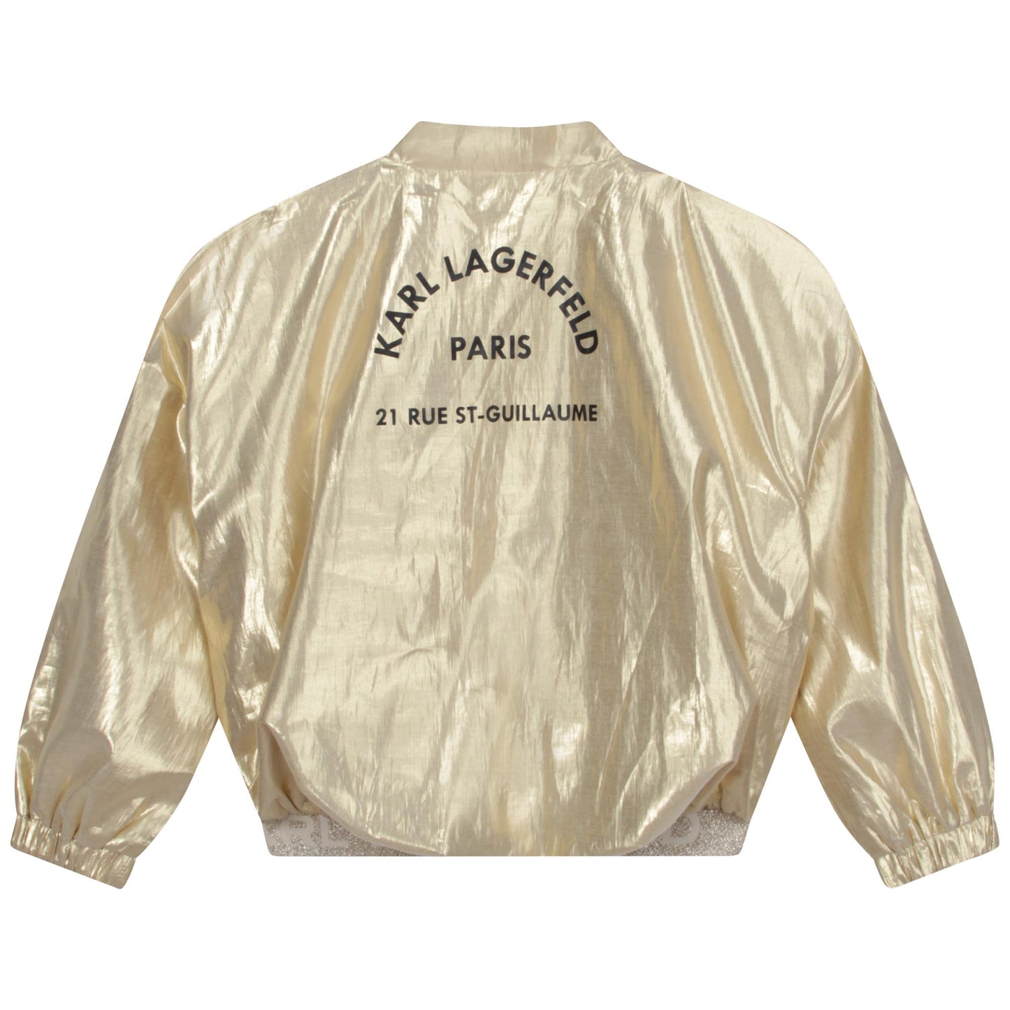 Karl Lagerfeld Girls Metallic Bomber Jacket w/ Logo On Back