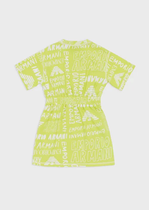 Armani Junior Girls Multi Print Dress w/ Large Front Logo