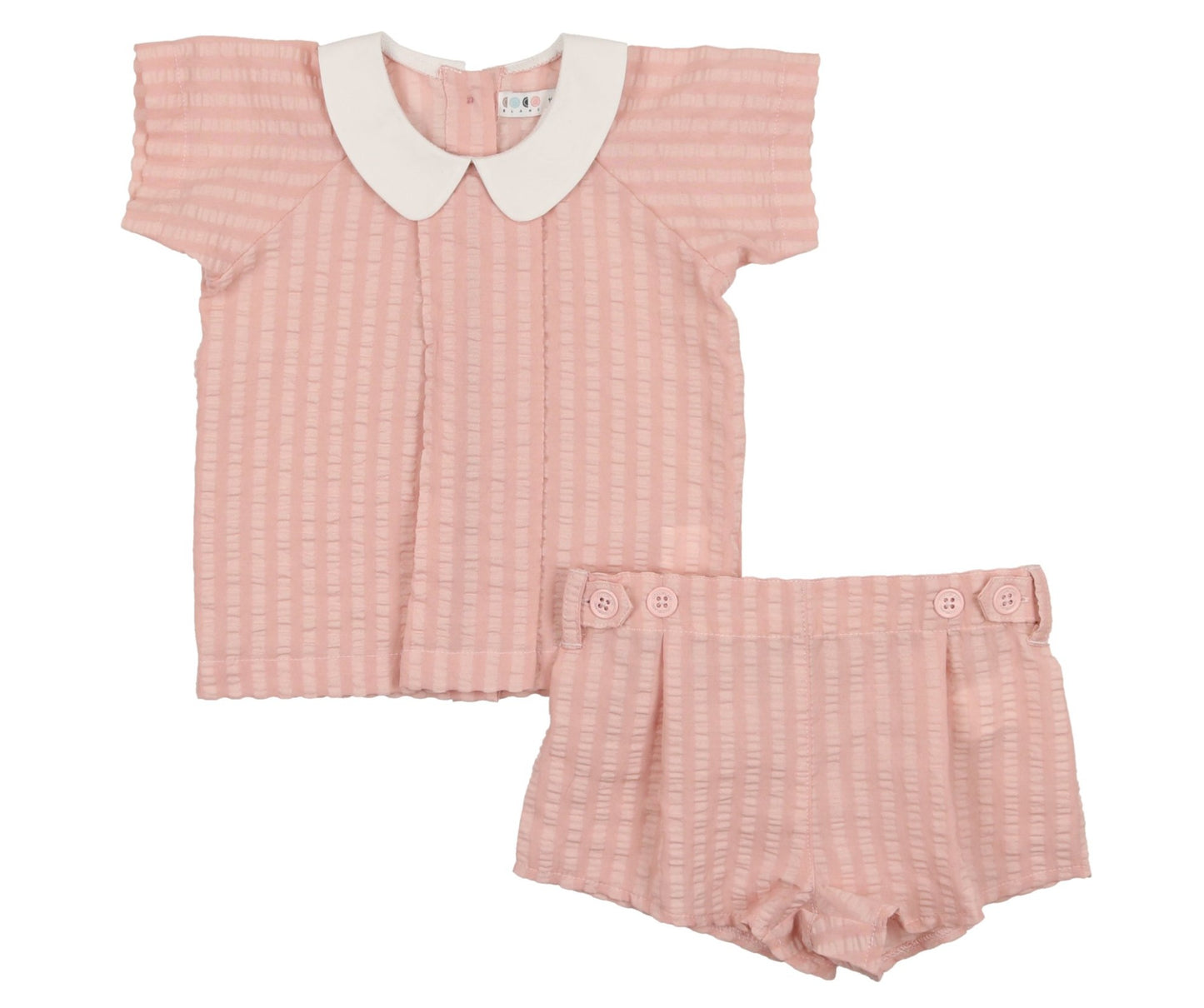 Coco Blanc Seersucker Collared Outfit Set