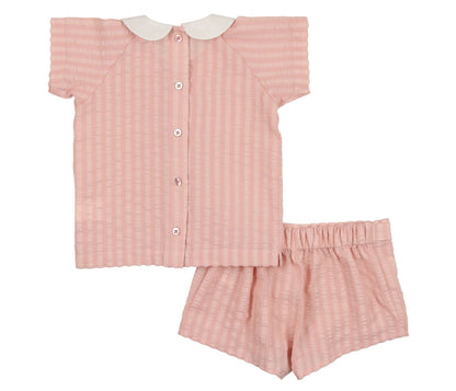 Coco Blanc Seersucker Collared Outfit Set