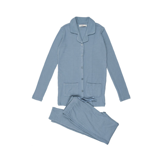 Coco Blanc Ribbed Grandpa Pajama Set