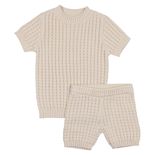 Coco Blanc Baby Pointelle Knit Outfit Set
