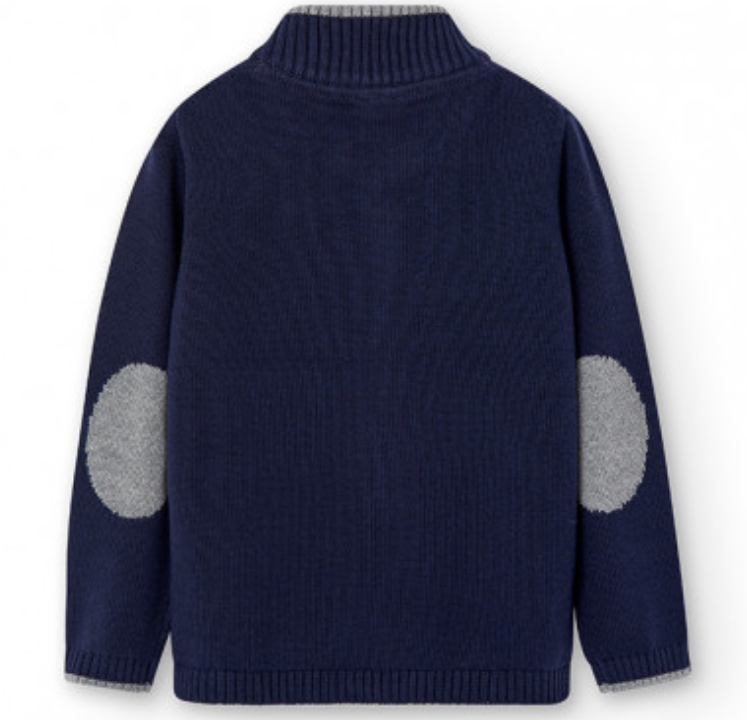 Boboli Zip Sweater w/ Elbow Patches