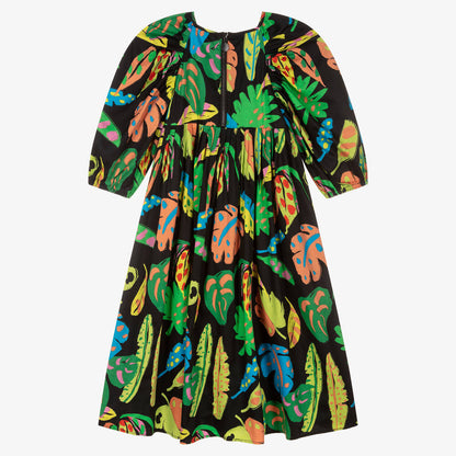 Stella McCartney Short Puff Sleeves Dress w/ Palm Leaves Print