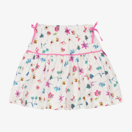 Il Gufo Bright Flowery Print Skirt