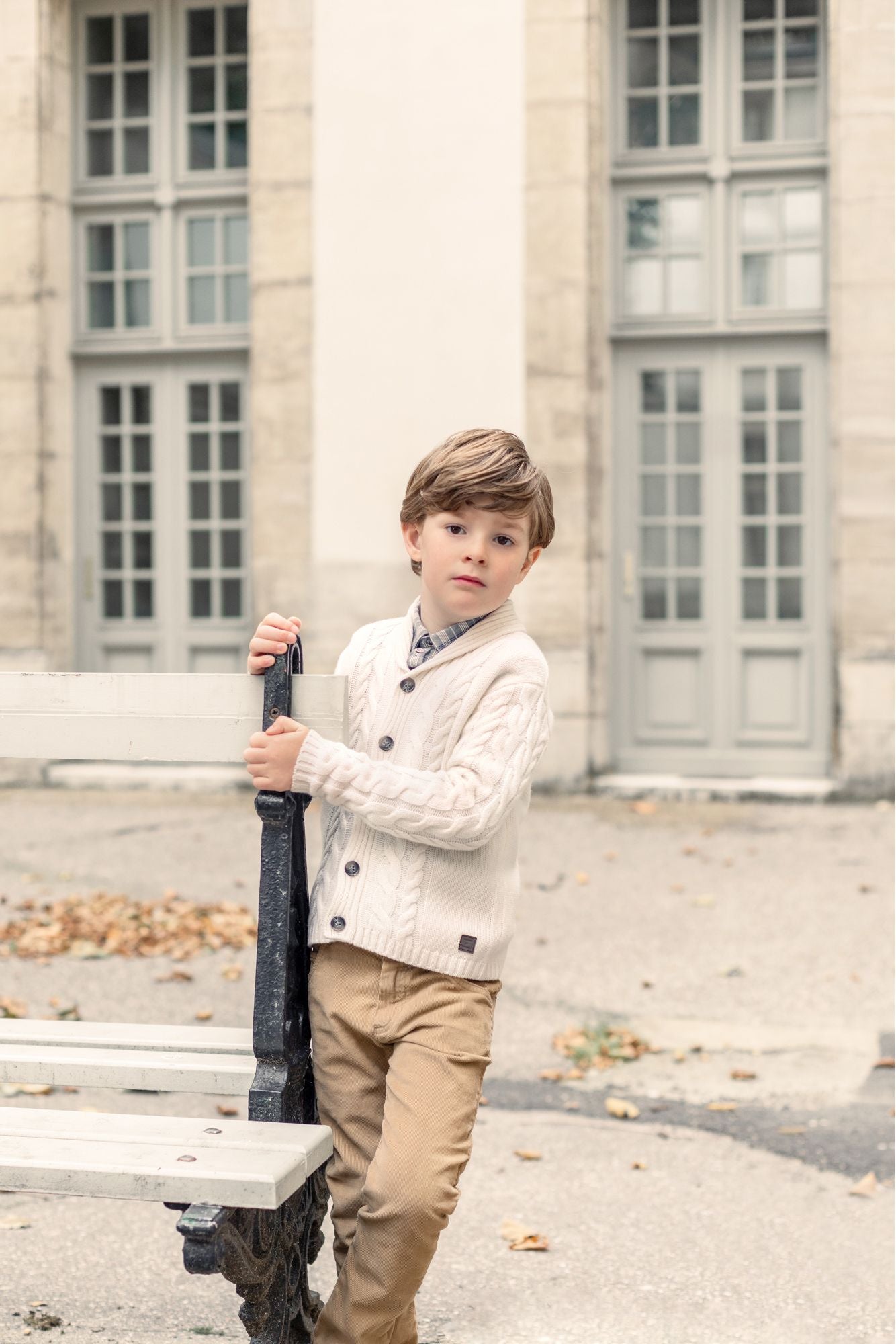 Tartine et Chocolat Boys Shawl Neck Button Down Sweater