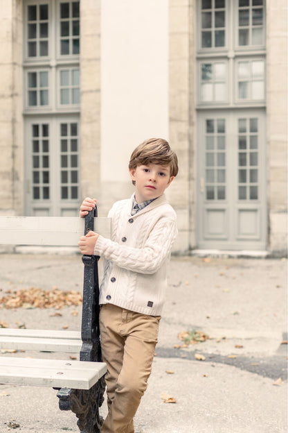 Tartine et Chocolat Boys Shawl Neck Button Down Sweater