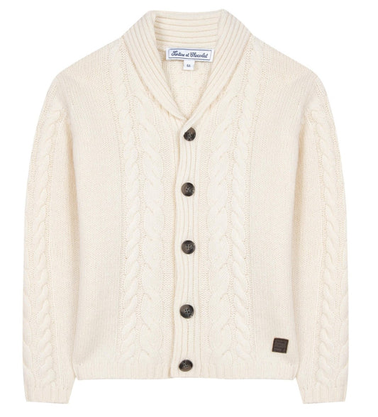 Tartine et Chocolat Boys Shawl Neck Button Down Sweater
