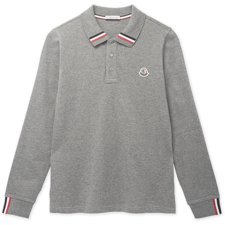 Moncler 84632 L/S Flag Tipping Polo Shirt