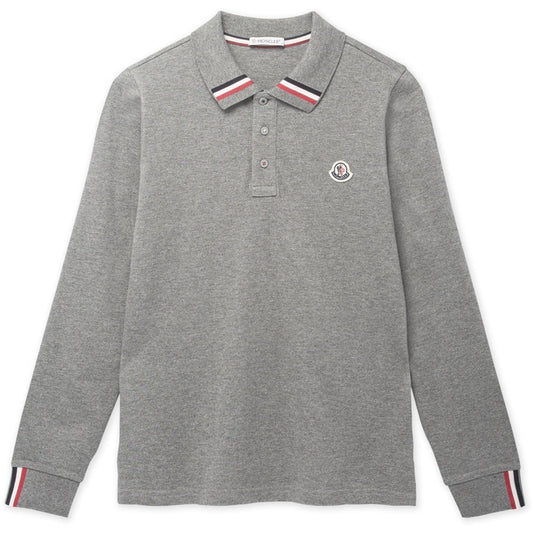 Moncler 84632 L/S Flag Tipping Polo Shirt