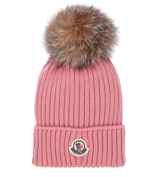 Moncler Knit and Natural Pom Pom Hat