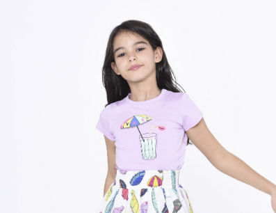 Sonia Rykiel Short Sleeve T-Shirt w/ Umbrella & Drink Graphic