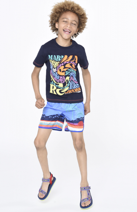 Little Marc Jacobs Swim Trunk w/ Tropical Beach Print