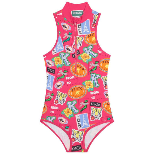 Kenzo Mock Turtleneck All-Over Print Swimsuit