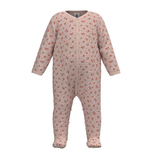 Petit Bateau Baby Girl Floral Velour Snap Footie