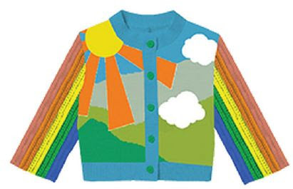 Stella McCartney Baby Girl Knit Cardigan w/ Landscape Rainbow Crochet