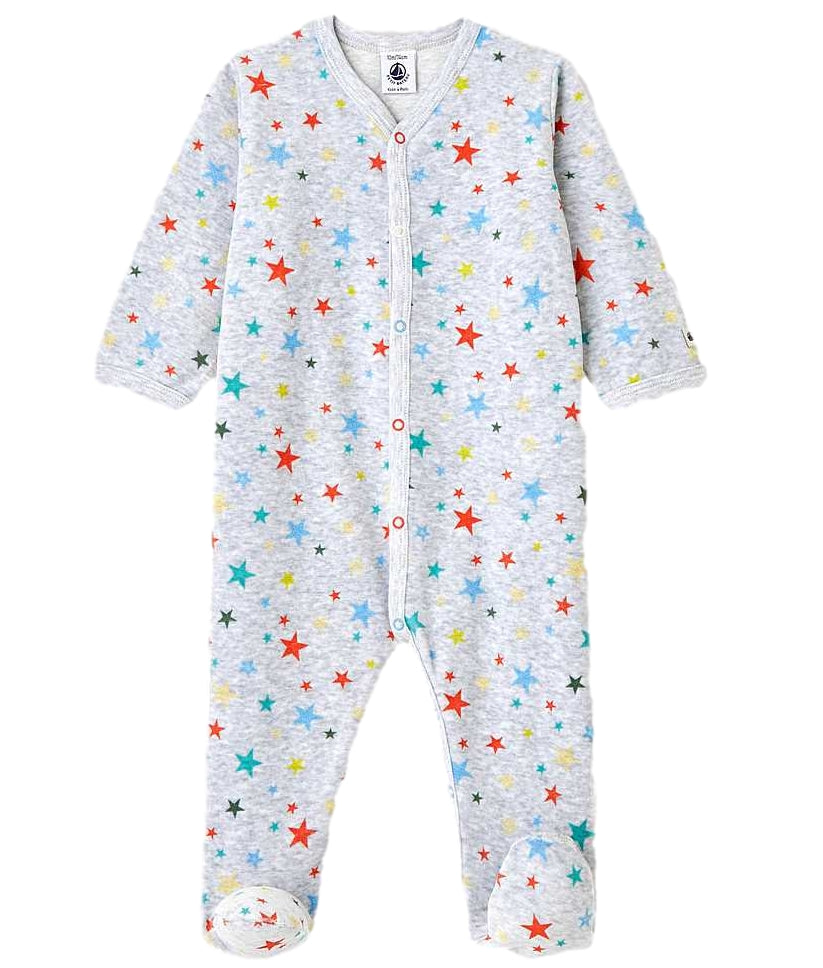 Petit Bateau Baby Boy Front Snap Star Footie