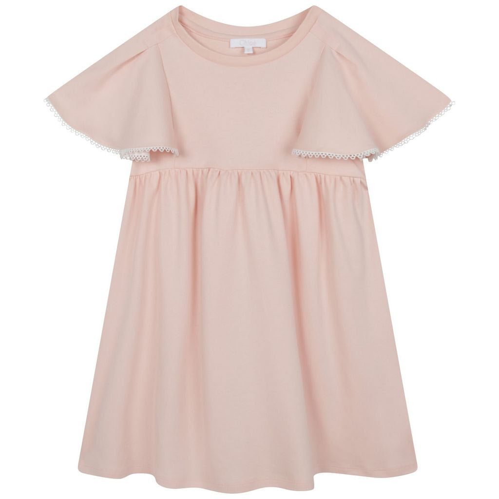 Chloe Short Sleeved Flounce Dress w/ Lace Detail