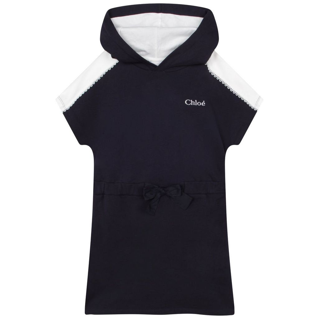 Chloe Short Sleeved Hooded Dress w/ Front Bow