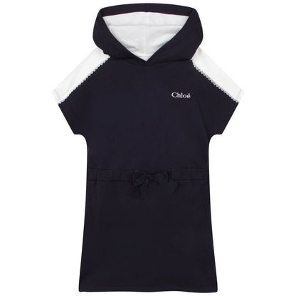 Chloe Short Sleeved Hooded Dress w/ Front Bow