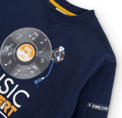 Boboli Boys Vinyl Print Fleece Sweatshirt