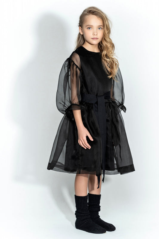 Unlabel Hana Sheer Sleeve Belted Dress