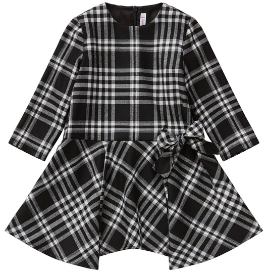 Il Gufo VL348 Plaid Flannel Dress with Bow